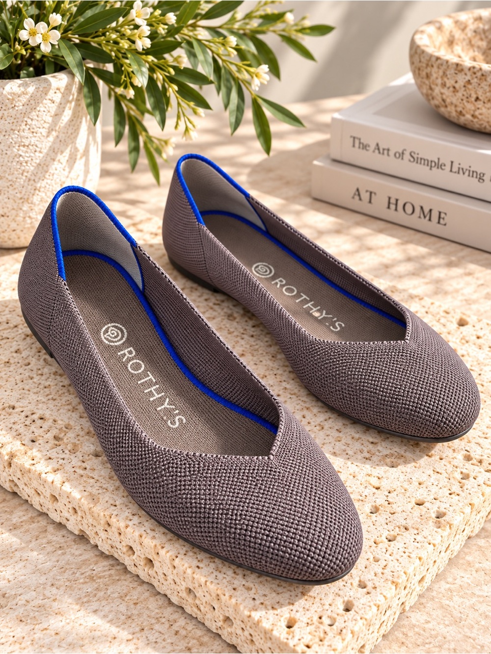 Rothy’s The Flat Round Toe Knit Ballet Flats taupe size 6.5 NWOB old money #67
